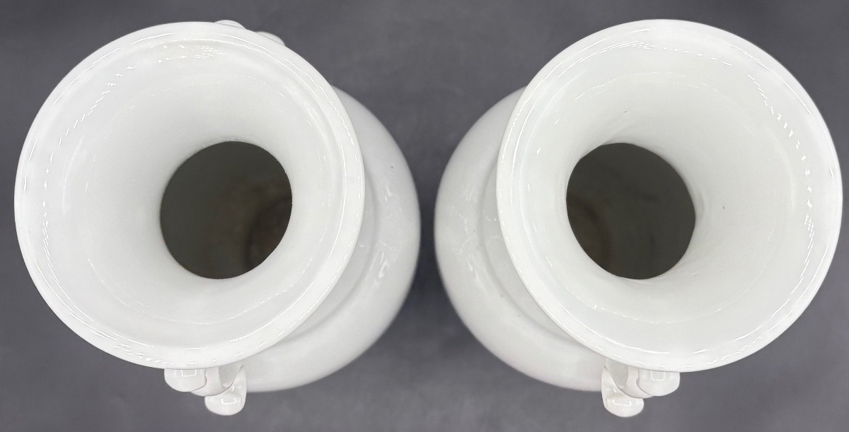 A Pair Of 1930s/40s Limoges White Glazed Porcelain Vases -photo-2