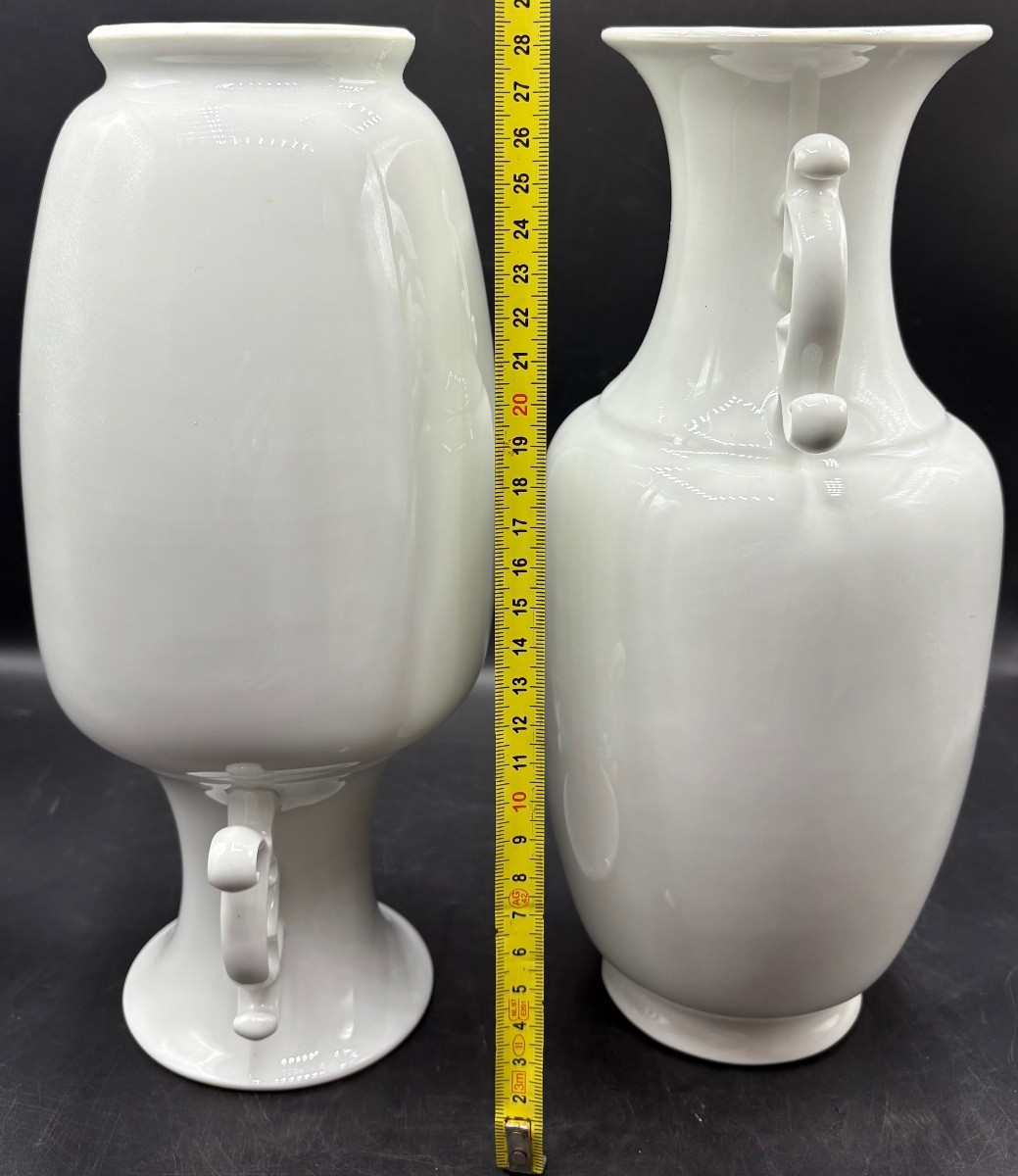 A Pair Of 1930s/40s Limoges White Glazed Porcelain Vases -photo-5