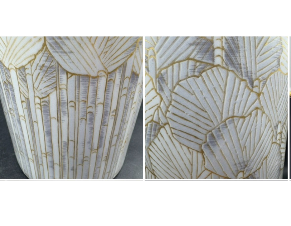VASE PORCELAINE ÉMAILLÉE DORÉ DES ANNÉES 1980 NOSSEK POUR KAISER -photo-1