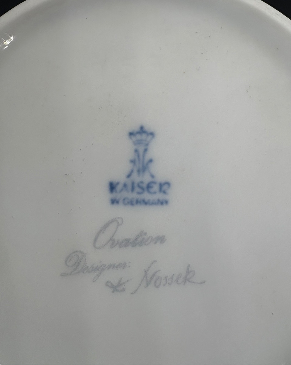 VASE PORCELAINE ÉMAILLÉE DORÉ DES ANNÉES 1980 NOSSEK POUR KAISER -photo-2