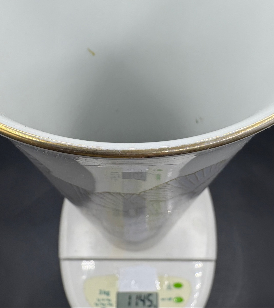 VASE PORCELAINE ÉMAILLÉE DORÉ DES ANNÉES 1980 NOSSEK POUR KAISER -photo-8