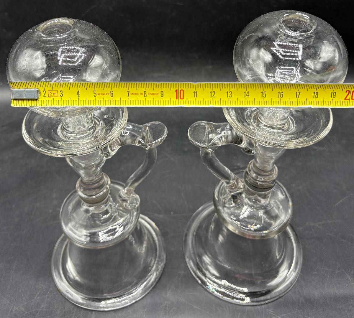 PAIRE DE LAMPES DE DENTELLIÈRE EN VERRE SOUFFLÉ DU XVIIIÈME FRANÇAISES-photo-6