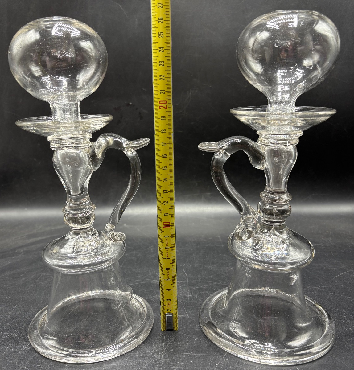 PAIRE DE LAMPES DE DENTELLIÈRE EN VERRE SOUFFLÉ DU XVIIIÈME FRANÇAISES-photo-7