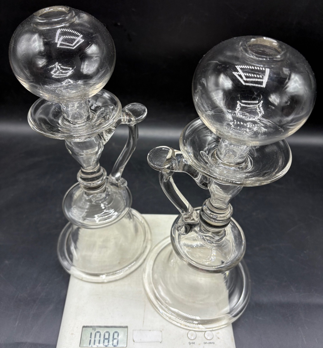 PAIRE DE LAMPES DE DENTELLIÈRE EN VERRE SOUFFLÉ DU XVIIIÈME FRANÇAISES-photo-8