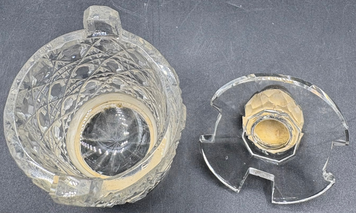 MOUTARDIER EN CRISTAL SOUFFLÉ TAILLÉ ET ARGENT MASSIF DU XIXÈME BACCARAT -photo-2