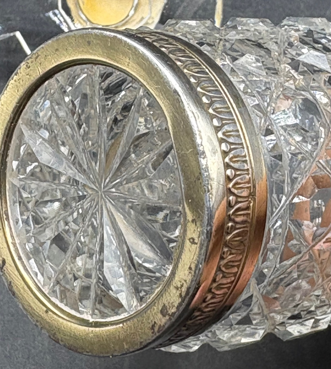 MOUTARDIER EN CRISTAL SOUFFLÉ TAILLÉ ET ARGENT MASSIF DU XIXÈME BACCARAT -photo-3