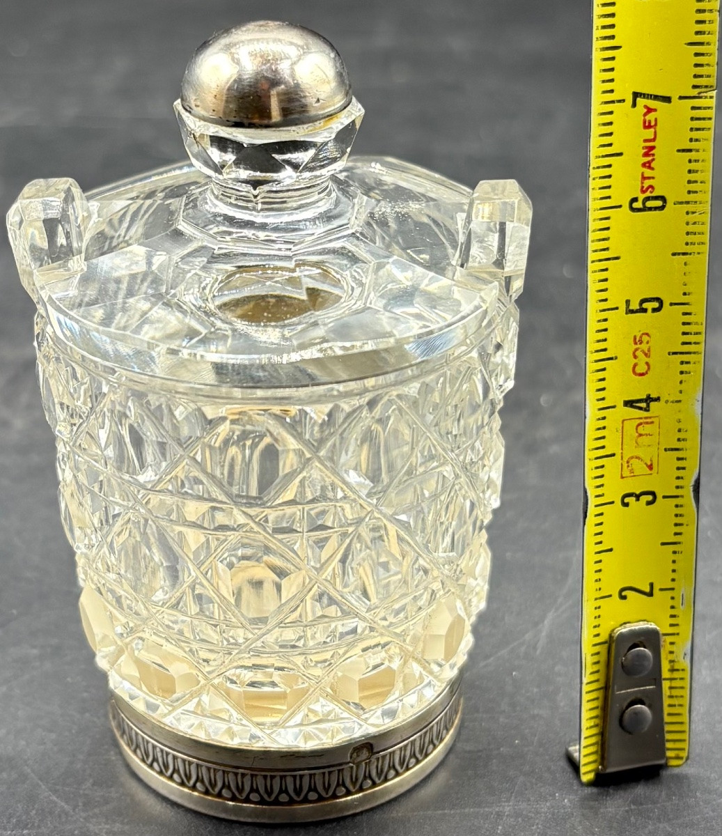 MOUTARDIER EN CRISTAL SOUFFLÉ TAILLÉ ET ARGENT MASSIF DU XIXÈME BACCARAT -photo-5