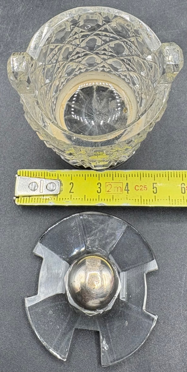 MOUTARDIER EN CRISTAL SOUFFLÉ TAILLÉ ET ARGENT MASSIF DU XIXÈME BACCARAT -photo-6