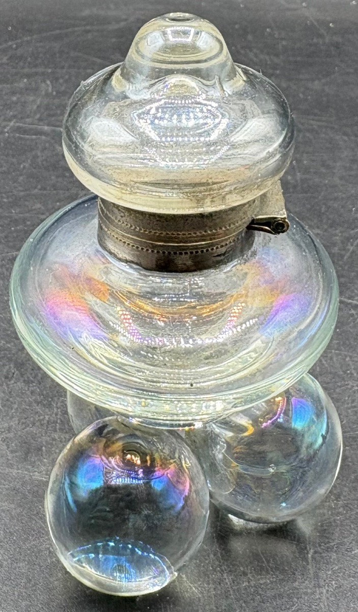 PETIT ENCRIER EN CRISTAL SOUFFLÉ IRISÉ DE LA FIN DU XIXème SAINT LOUIS-photo-2