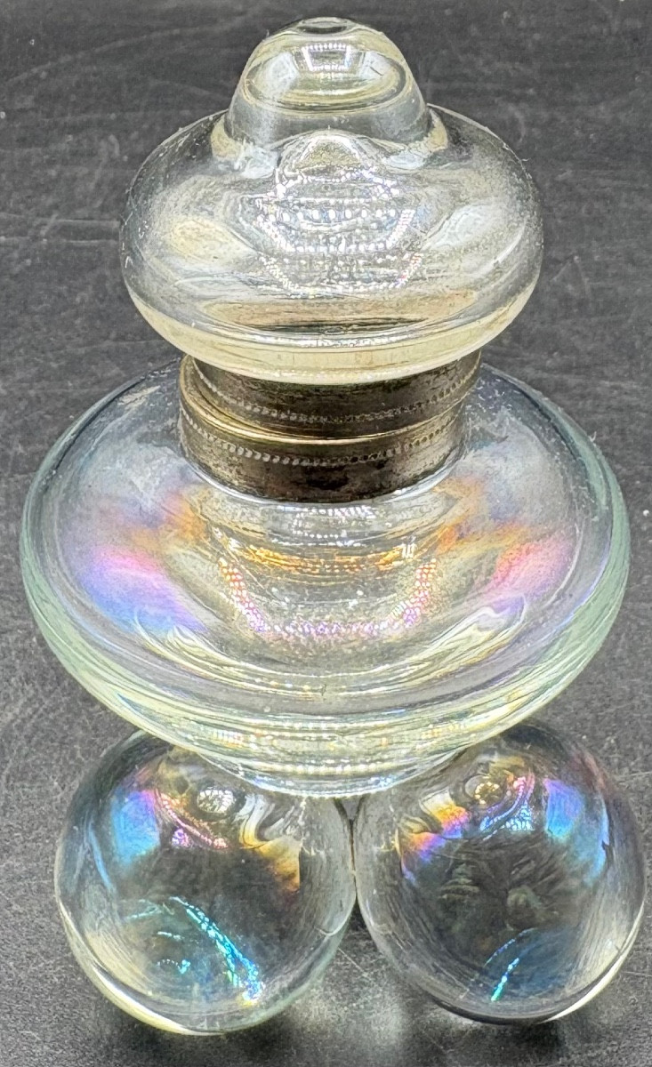 PETIT ENCRIER EN CRISTAL SOUFFLÉ IRISÉ DE LA FIN DU XIXème SAINT LOUIS