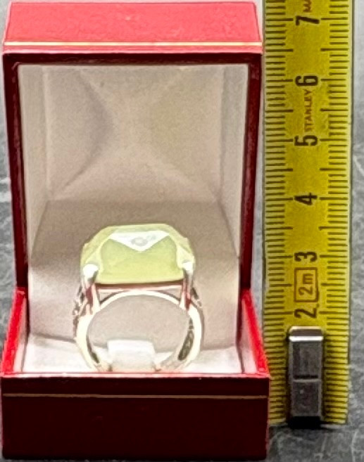 BAGUE HOMME EN ARGENT MASSIF ET CHRYSOPRASE TAILLÉE DES ANNÉES 1960/70 MATY-photo-6