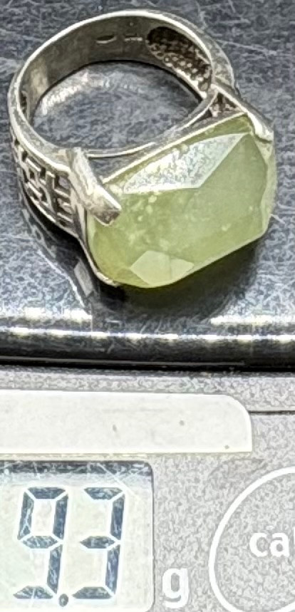 BAGUE HOMME EN ARGENT MASSIF ET CHRYSOPRASE TAILLÉE DES ANNÉES 1960/70 MATY-photo-8