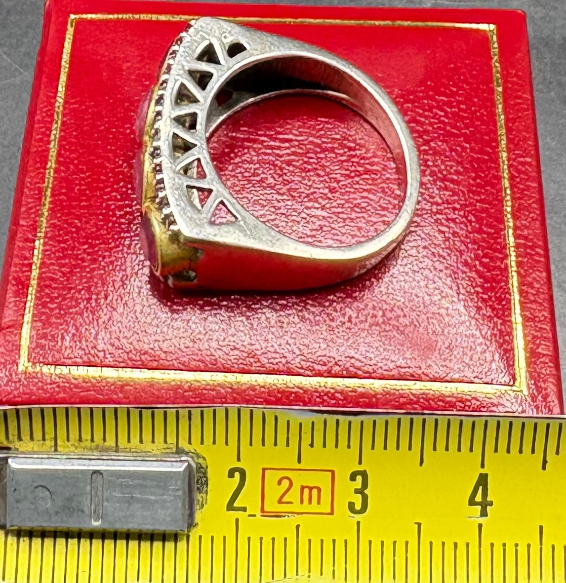 BAGUE MIXTE EN ARGENT MASSIF SPINELLES ET KATOÏTE EUROPÉENNE DES ANNÉES 1950-photo-7