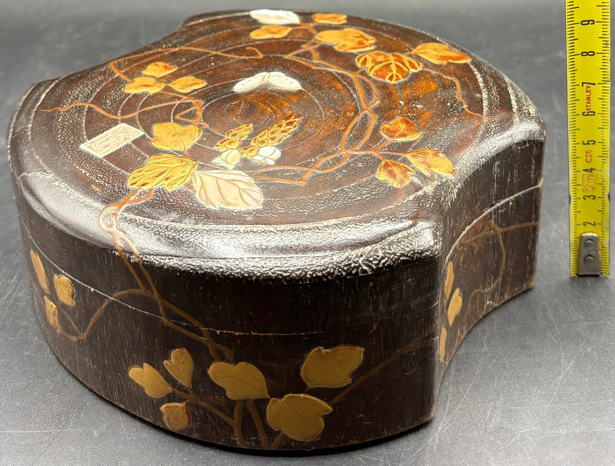 BOÎTE EN BOIS SCULPTÉ LAQUÉ, DORÉ, NACRE ET ARGENT JAPONAISE DES ANNÉES 1900-photo-6