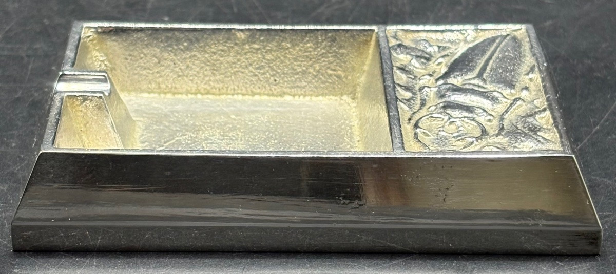 CENDRIER EN BRONZE ARGENTÉ DES ANNÉES 1930 FRANÇAIS -photo-3