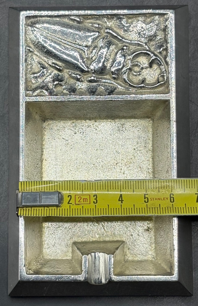 CENDRIER EN BRONZE ARGENTÉ DES ANNÉES 1930 FRANÇAIS -photo-4