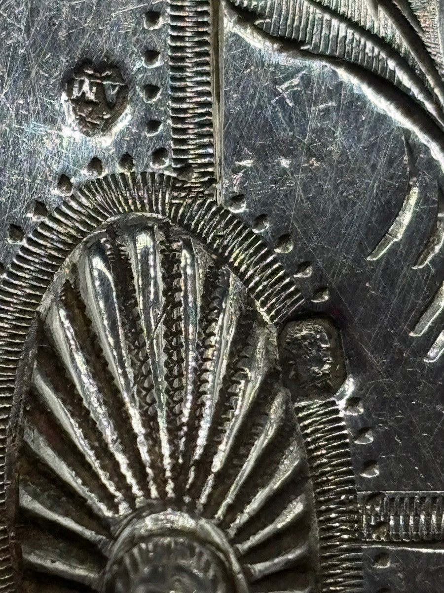 PELLE À POISSON EN ARGENT MASSIF ET POIRIER NOIRCI DES ANNÉES 1819-1838 MORANGE ANTOINE  -photo-1