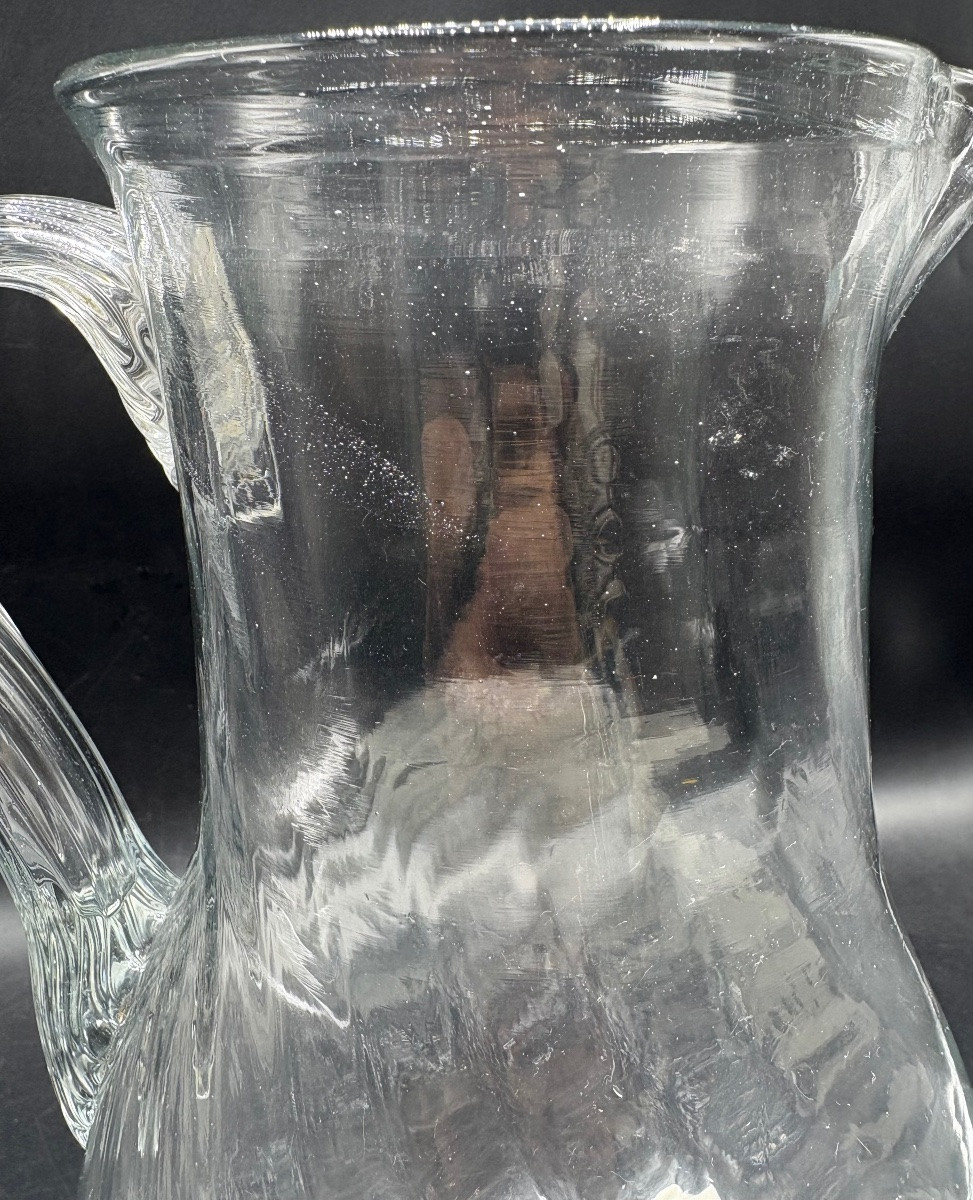 GROS BROC EN VERRE SOUFFLÉ ET APPLICATION DU XVIIIème  VERS 1770 FRANÇAIS -photo-3