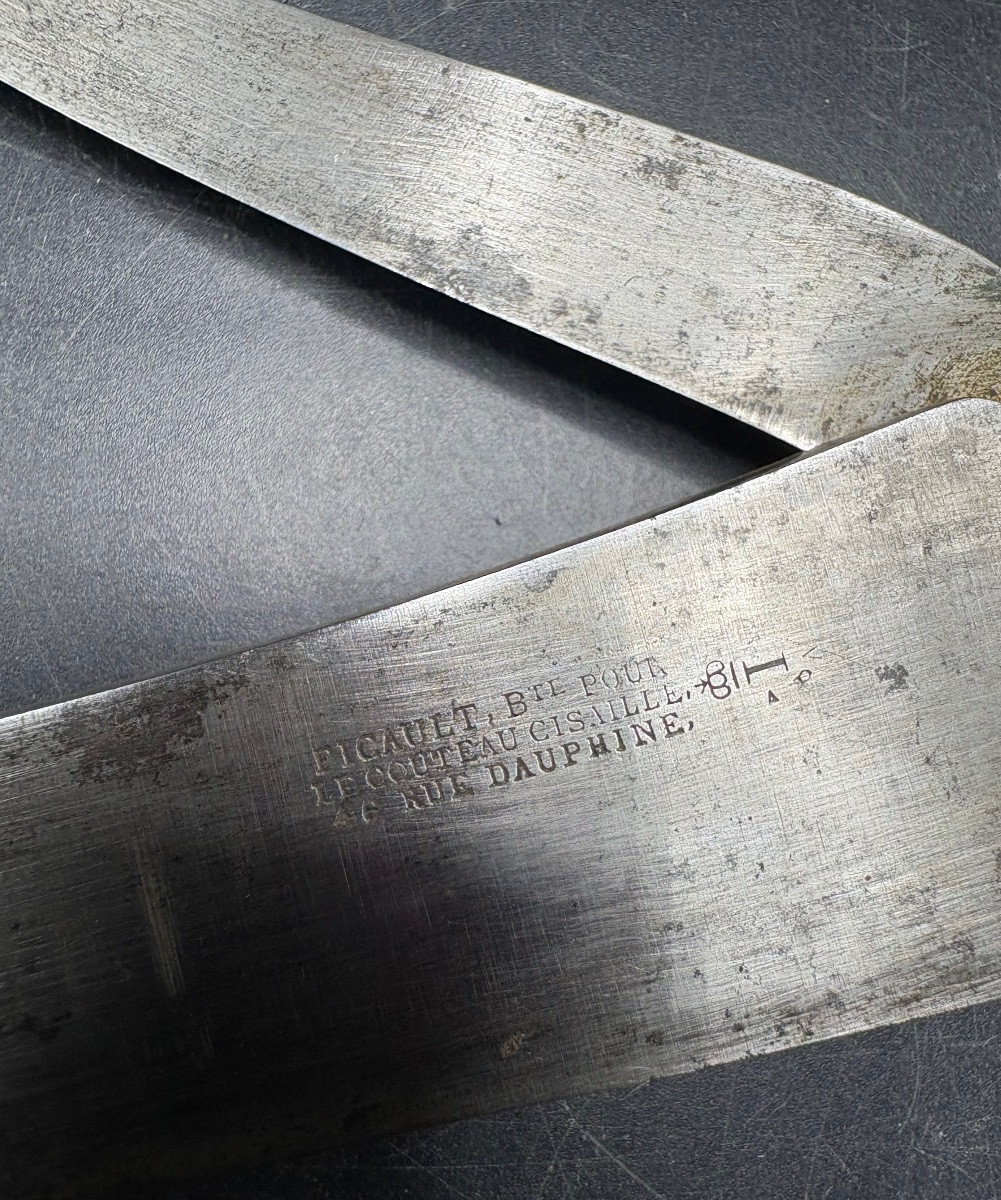 19th-century Steel And Carved Black Horn Knife And Scissors By Picault In Bordeaux -photo-2