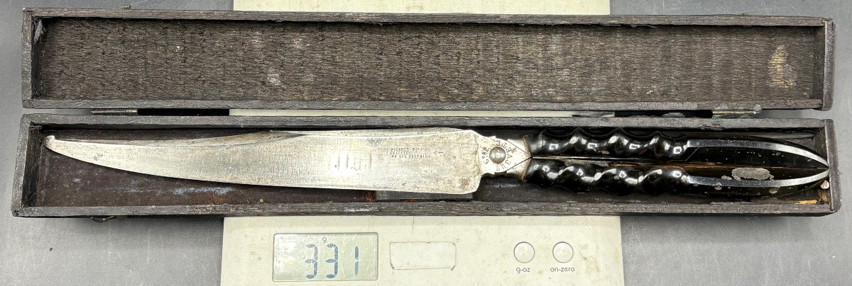 19th-century Steel And Carved Black Horn Knife And Scissors By Picault In Bordeaux -photo-8