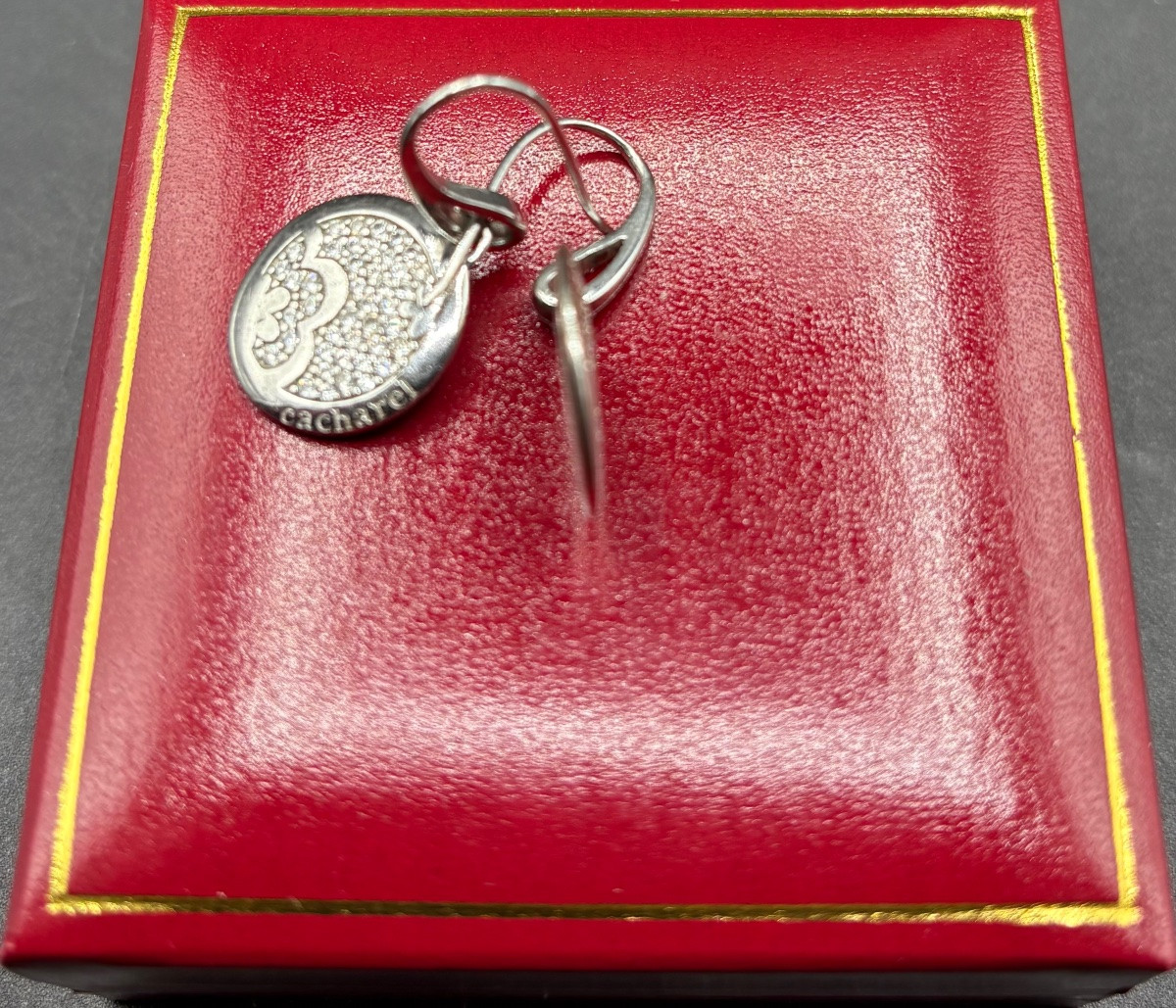 Pair Of Solid Silver And Zirconium Oxide Earrings Circa 1980 Signed Cacharel-photo-2