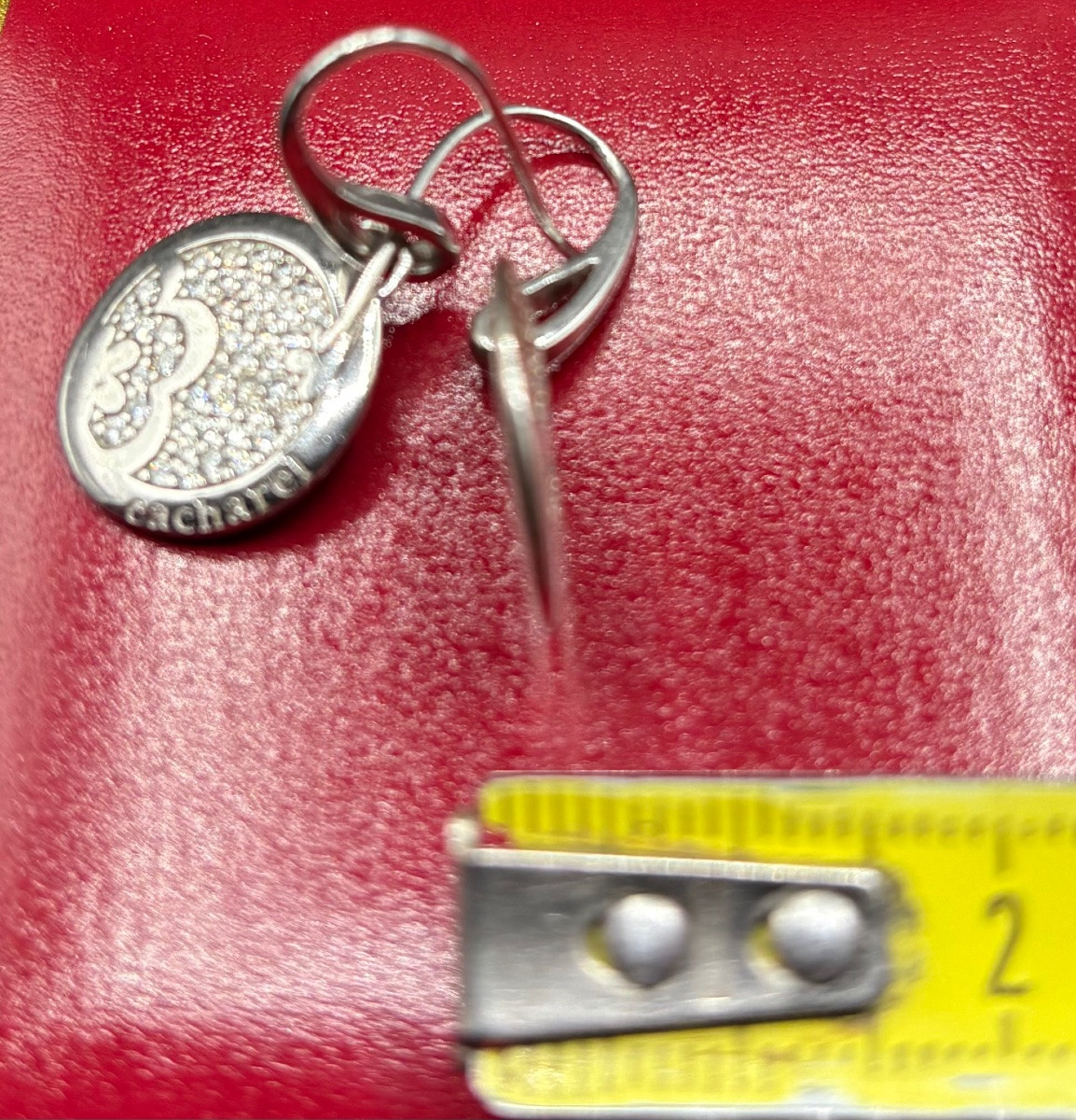 Pair Of Solid Silver And Zirconium Oxide Earrings Circa 1980 Signed Cacharel-photo-3