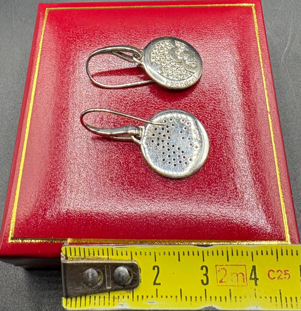 Pair Of Solid Silver And Zirconium Oxide Earrings Circa 1980 Signed Cacharel-photo-4