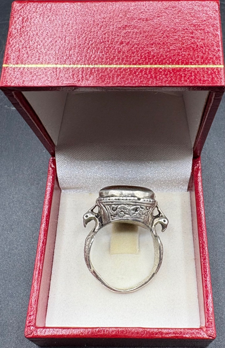 BAGUE HOMME EN ARGENT MASSIF ET INTAILLE DES ANNÉES 1950/60 D’INDE -photo-3