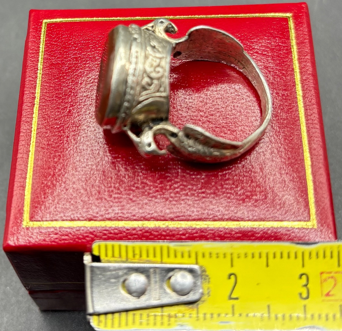 BAGUE HOMME EN ARGENT MASSIF ET INTAILLE DES ANNÉES 1950/60 D’INDE -photo-5