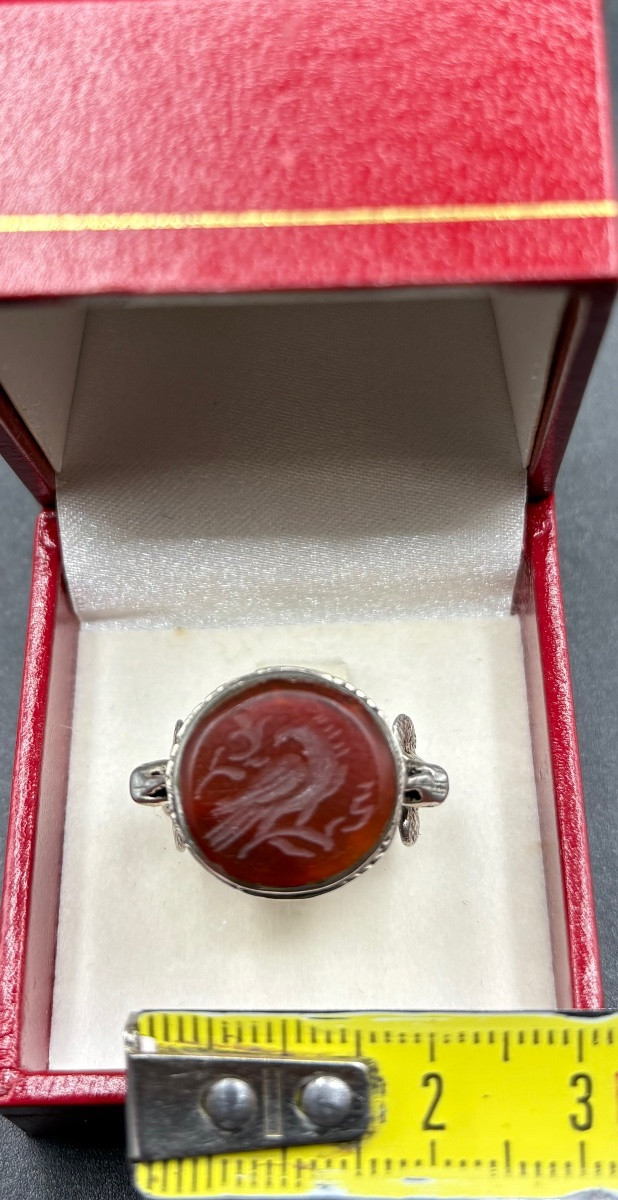 BAGUE HOMME EN ARGENT MASSIF ET INTAILLE DES ANNÉES 1950/60 D’INDE -photo-6