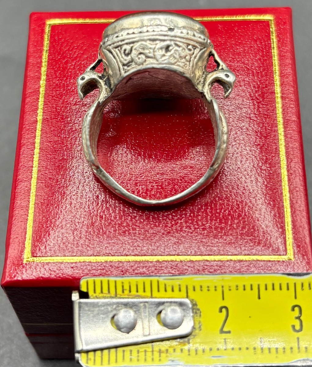 BAGUE HOMME EN ARGENT MASSIF ET INTAILLE DES ANNÉES 1950/60 D’INDE -photo-7