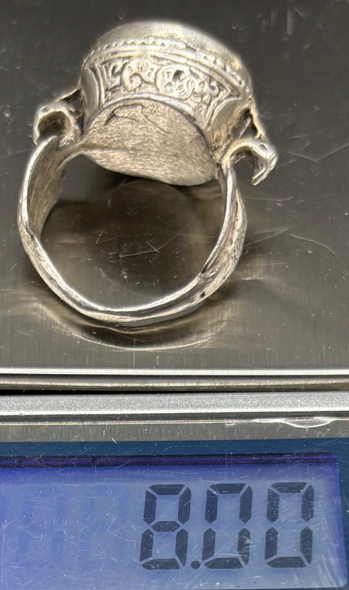 BAGUE HOMME EN ARGENT MASSIF ET INTAILLE DES ANNÉES 1950/60 D’INDE -photo-8