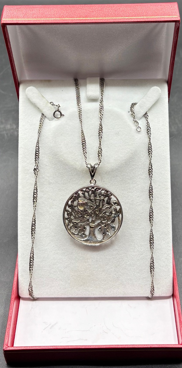 1930s European Solid Silver Pendant With Marcasite And Rubies -photo-3