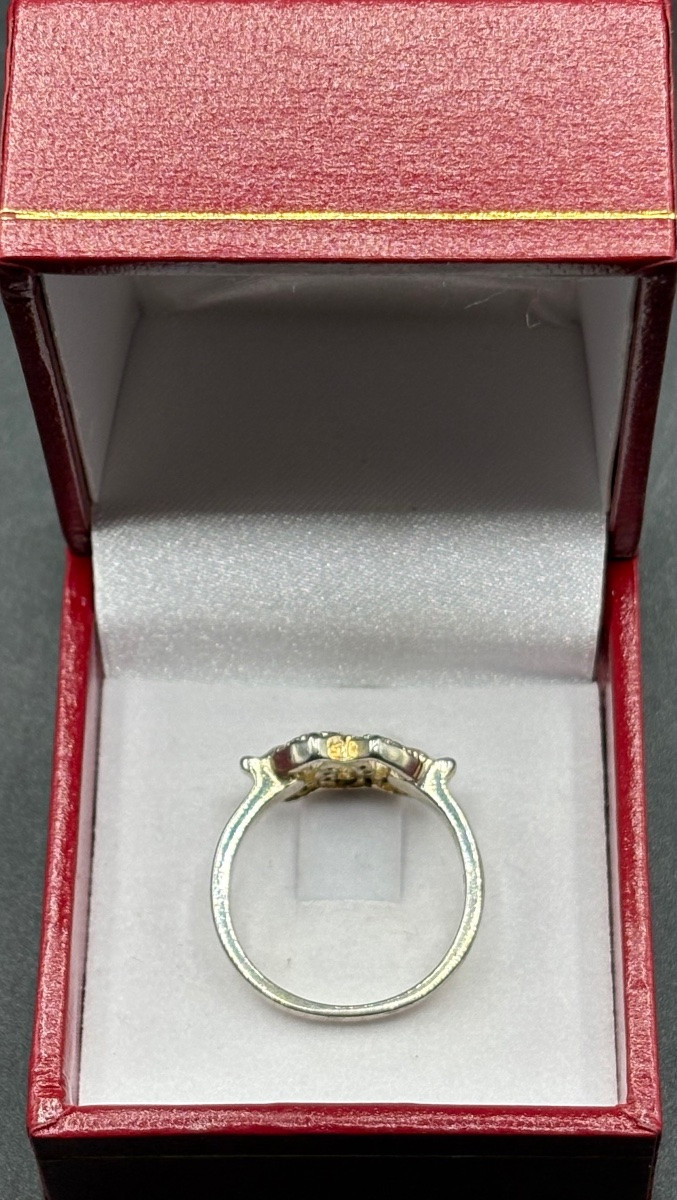 BAGUE EN ARGENT MASSIF ET OXYDES DE ZIRCONIUM DES ANNÉES 1980 EUROPÉENNE -photo-3