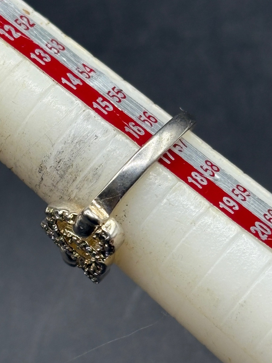 BAGUE EN ARGENT MASSIF ET OXYDES DE ZIRCONIUM DES ANNÉES 1980 EUROPÉENNE -photo-4