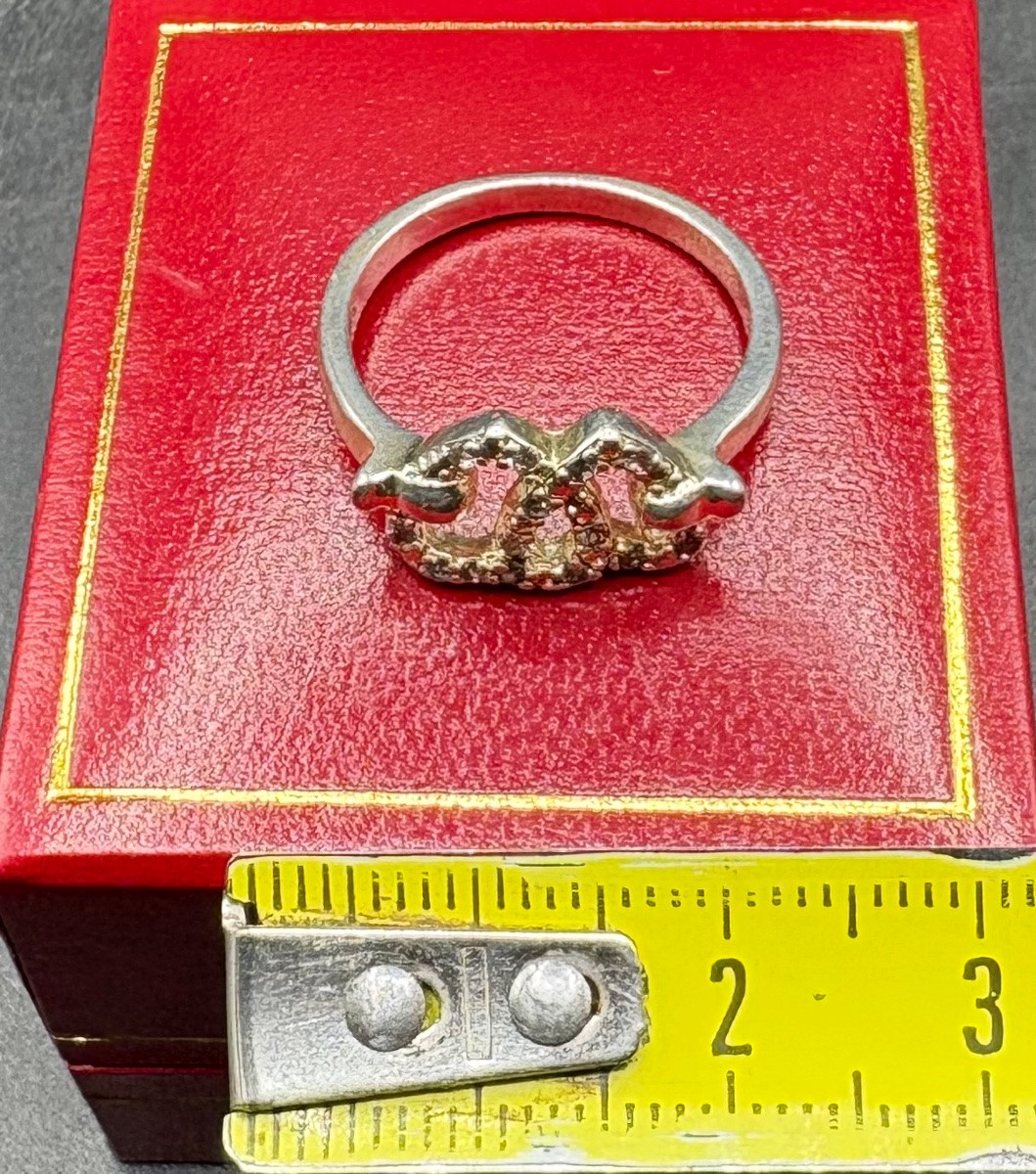 BAGUE EN ARGENT MASSIF ET OXYDES DE ZIRCONIUM DES ANNÉES 1980 EUROPÉENNE -photo-7
