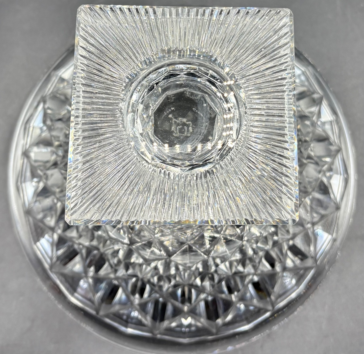 COUPE SUR PIED EN CRISTAL SOUFFLÉ TAILLÉ DÉBUT XIXème CREUSOT -photo-2