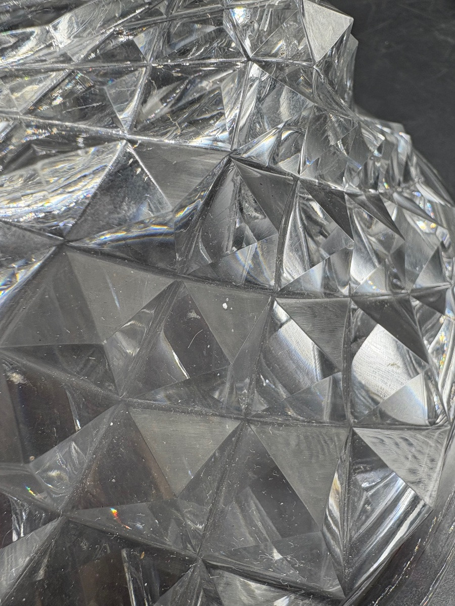 COUPE SUR PIED EN CRISTAL SOUFFLÉ TAILLÉ DÉBUT XIXème CREUSOT -photo-3