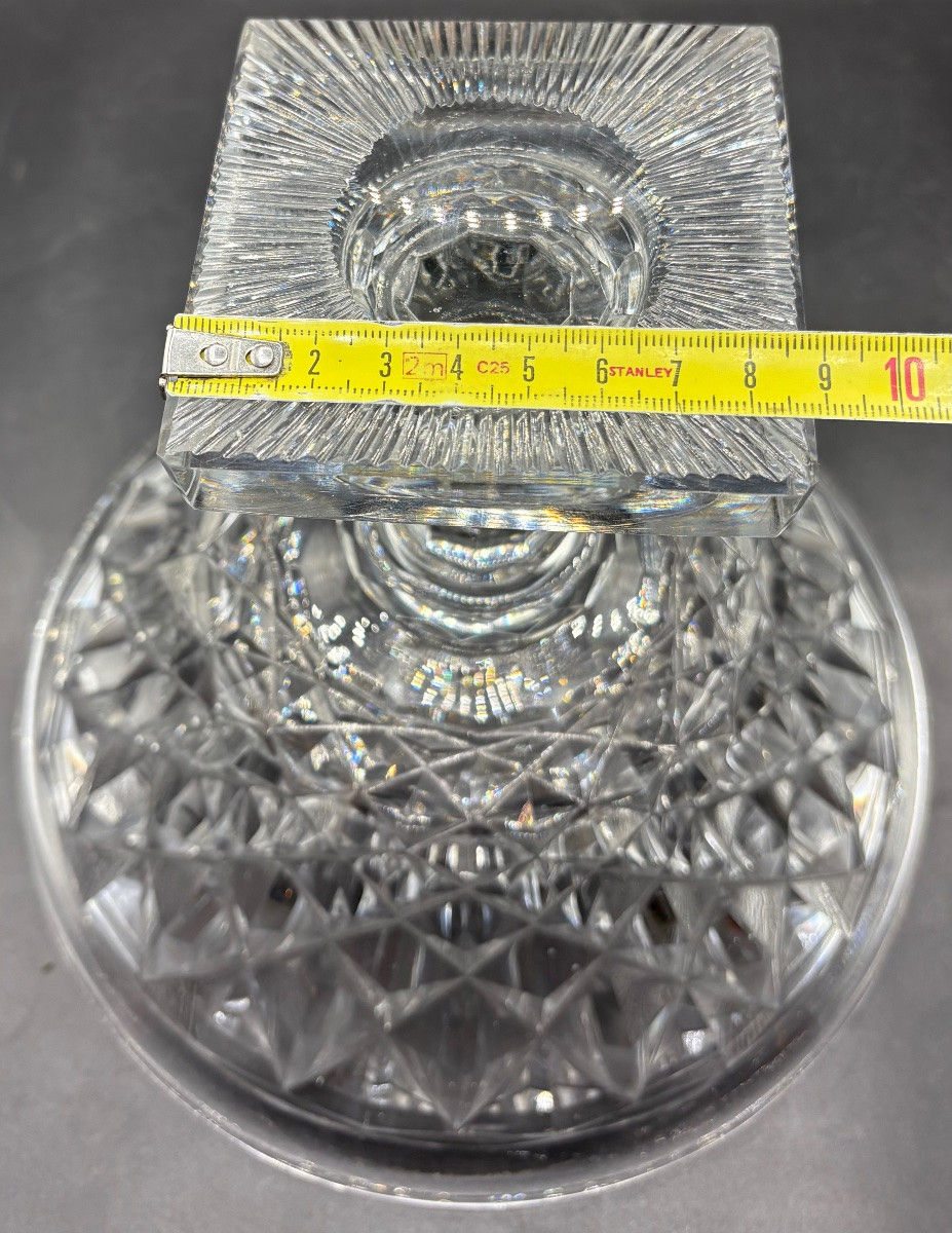 COUPE SUR PIED EN CRISTAL SOUFFLÉ TAILLÉ DÉBUT XIXème CREUSOT -photo-7