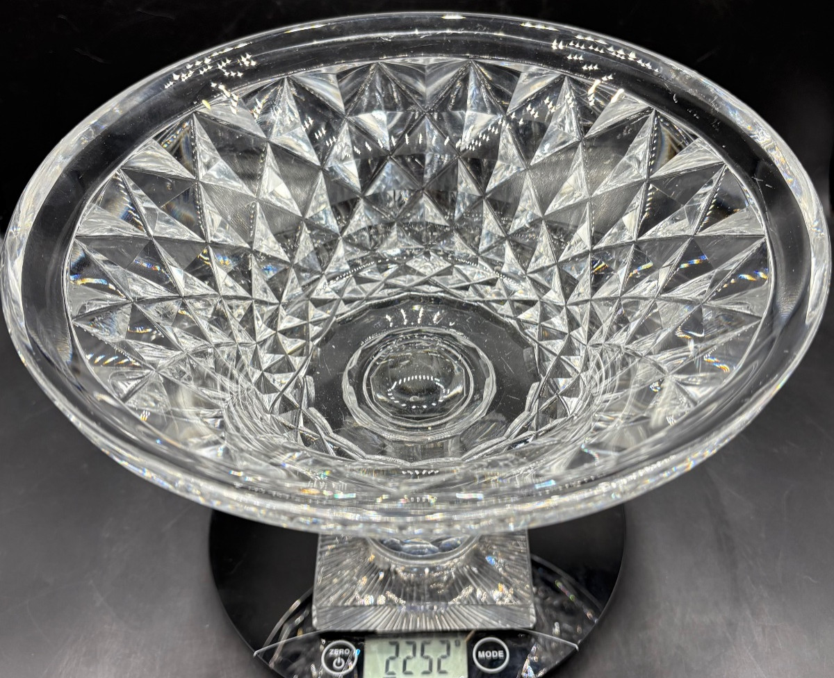 COUPE SUR PIED EN CRISTAL SOUFFLÉ TAILLÉ DÉBUT XIXème CREUSOT -photo-8