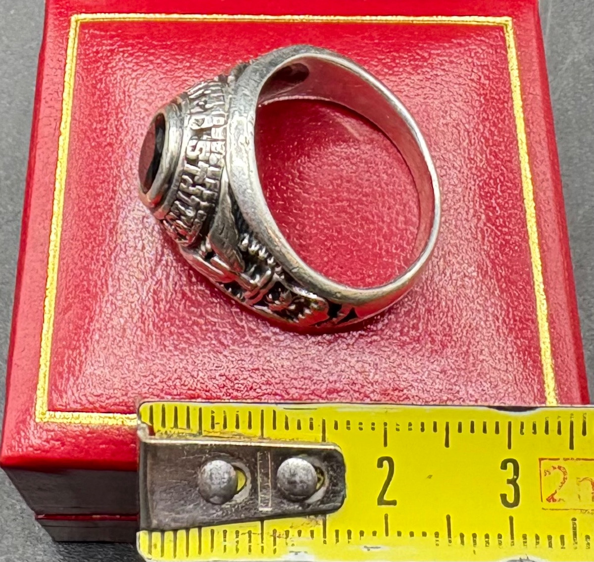 Men's Unisex American Ring In Solid Silver And Carved Onyx From The 1940s/50s-photo-6