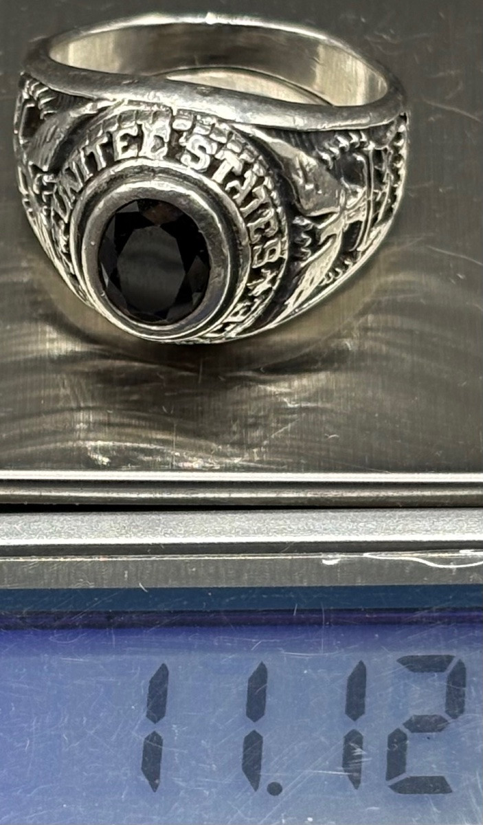 Men's Unisex American Ring In Solid Silver And Carved Onyx From The 1940s/50s-photo-7