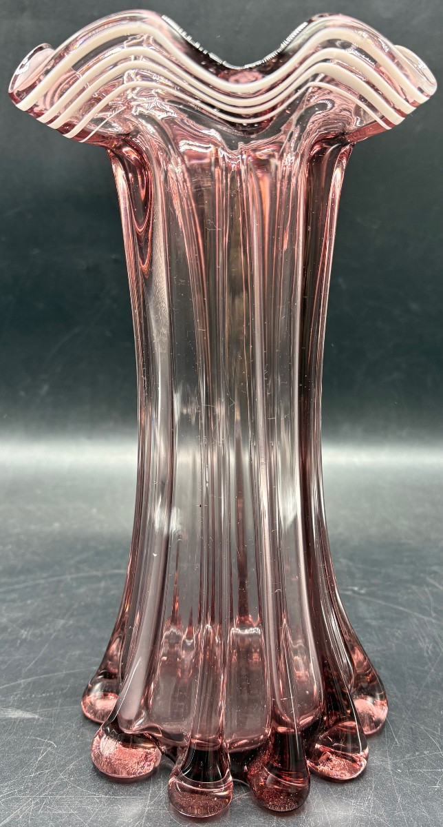 VASE EN VERRE SOUFFLÉ AVEC APPLICATION MURANO DES ANNÉES 1960/70-photo-2