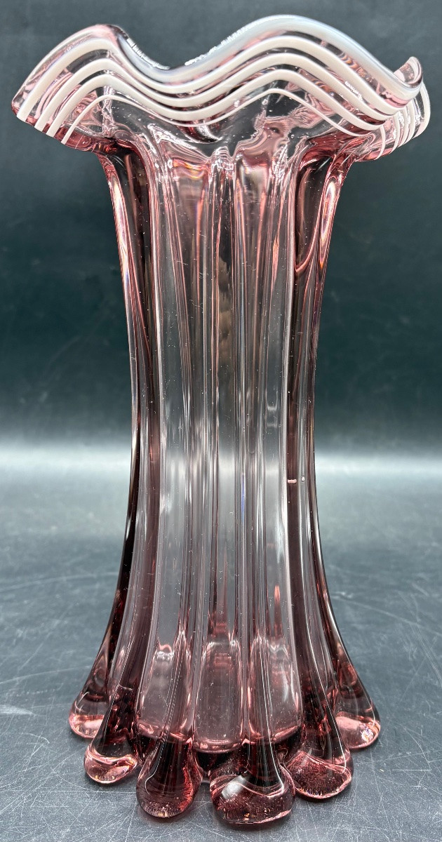 VASE EN VERRE SOUFFLÉ AVEC APPLICATION MURANO DES ANNÉES 1960/70-photo-3