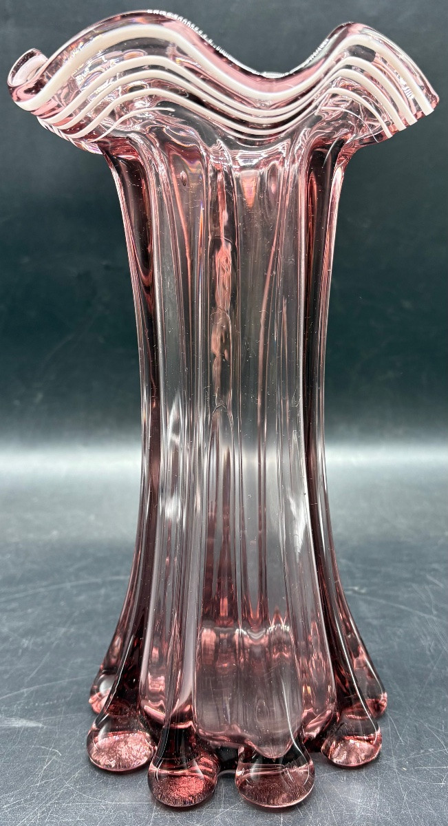 VASE EN VERRE SOUFFLÉ AVEC APPLICATION MURANO DES ANNÉES 1960/70-photo-4