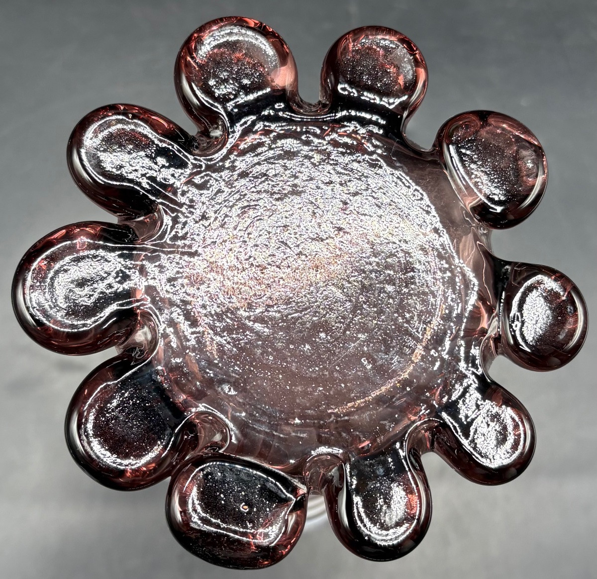 VASE EN VERRE SOUFFLÉ AVEC APPLICATION MURANO DES ANNÉES 1960/70-photo-2