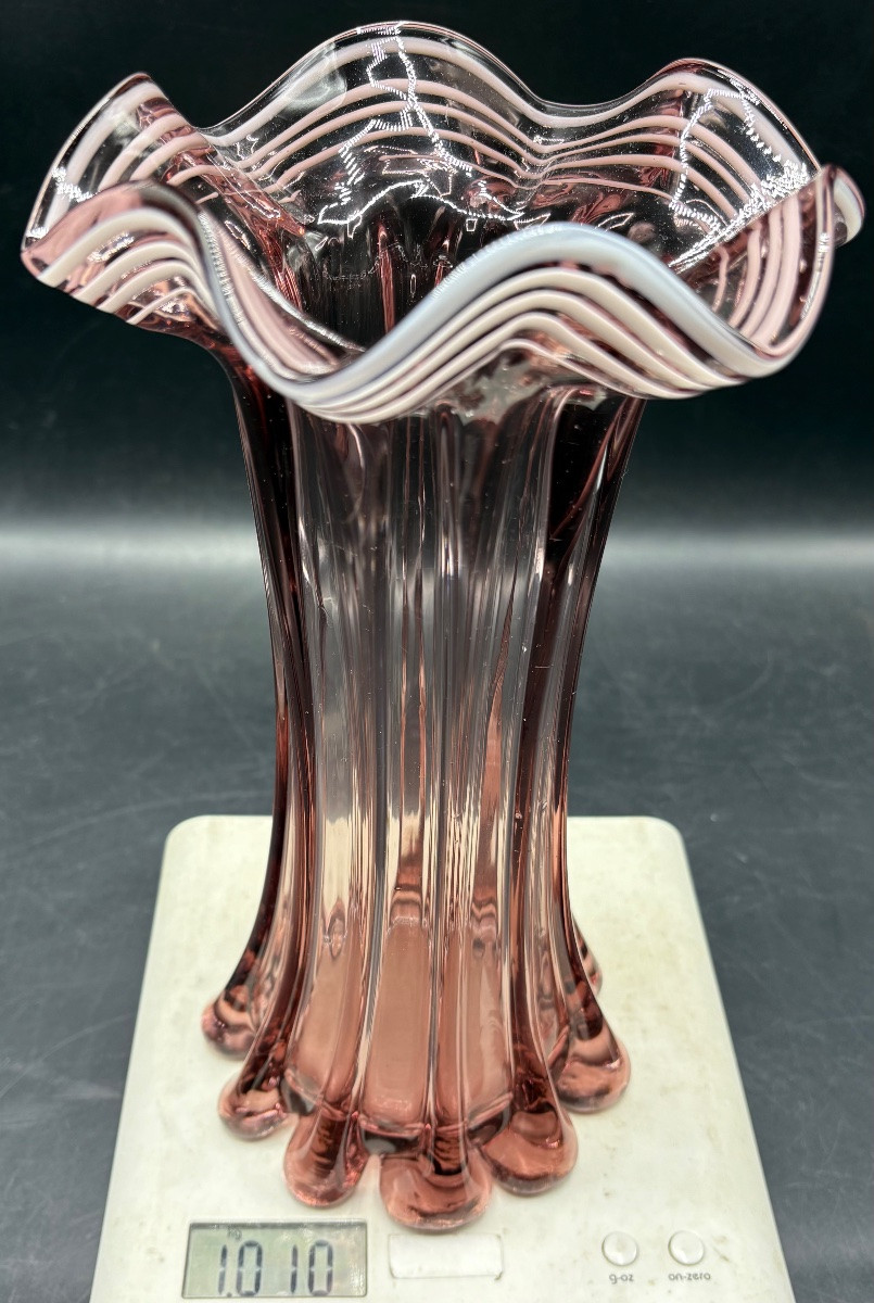 VASE EN VERRE SOUFFLÉ AVEC APPLICATION MURANO DES ANNÉES 1960/70-photo-6