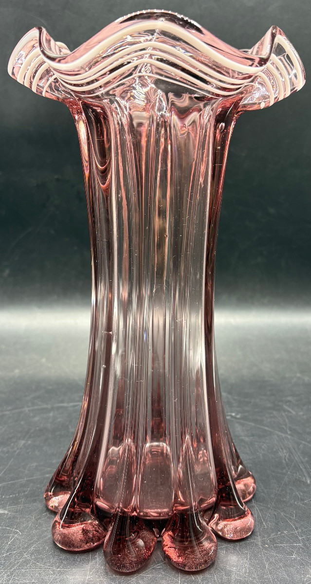 VASE EN VERRE SOUFFLÉ AVEC APPLICATION MURANO DES ANNÉES 1960/70