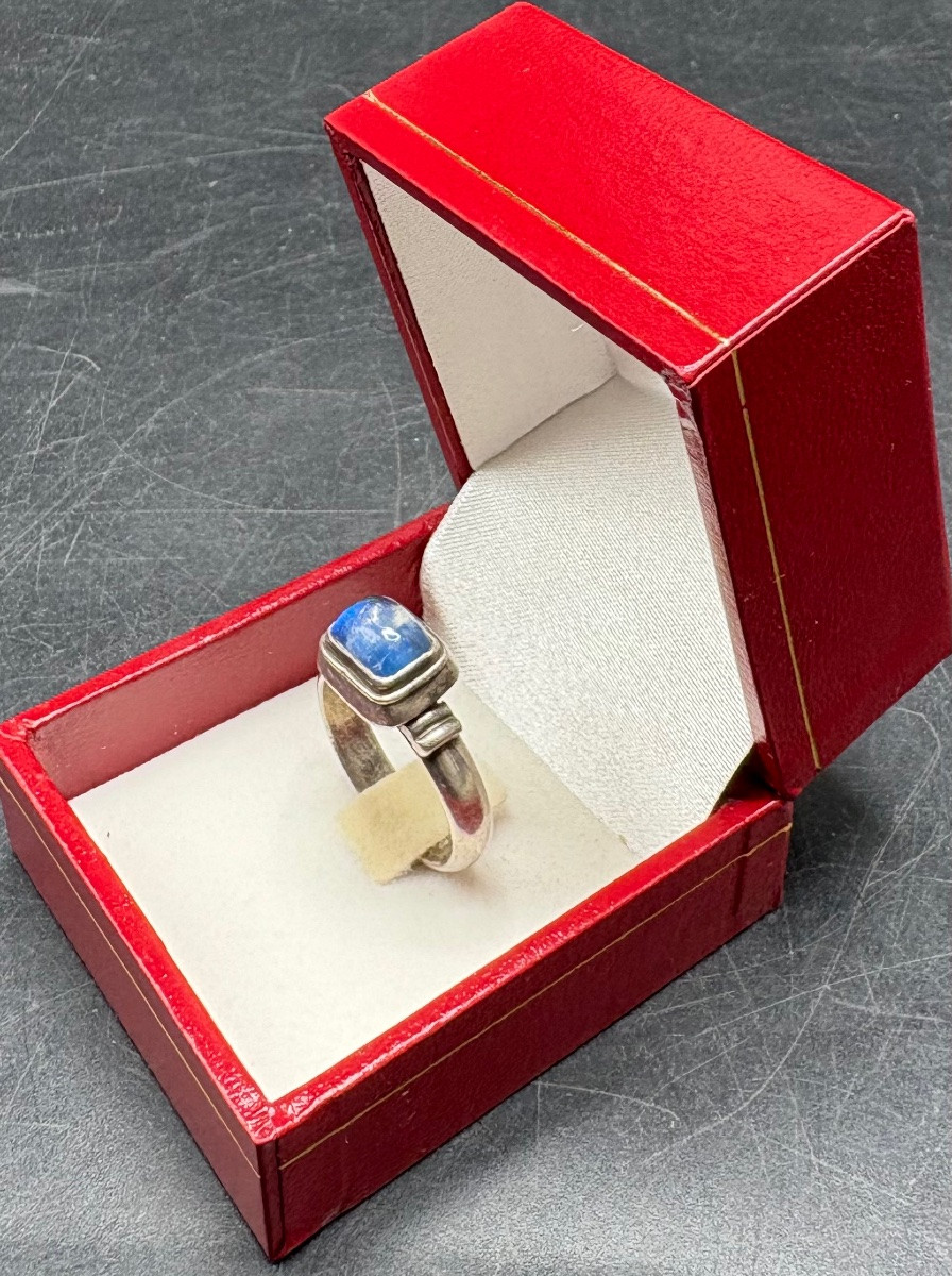 BAGUE JONC POUR HOMME À MIXTE EN ARGENT MASSIF ET TOURMALINE DES ANNÉES 1940 ÉTRANGER-photo-2