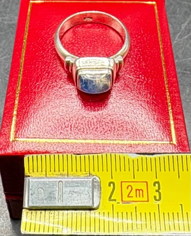 BAGUE JONC POUR HOMME À MIXTE EN ARGENT MASSIF ET TOURMALINE DES ANNÉES 1940 ÉTRANGER-photo-6